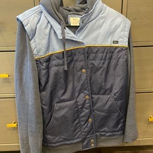 RVCA blue jacket vest hooded